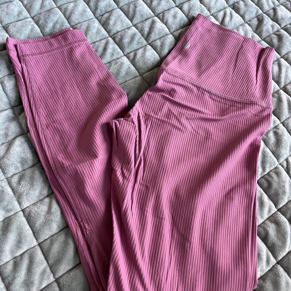 lululemon athletica Ribbed High-Waist Leggings in Dusty Rose Pink